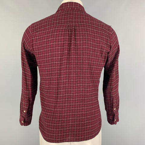 ISABEL MARANT Size XS Burgundy Plaid Viscose &  Wool Long Sleeve Shirt