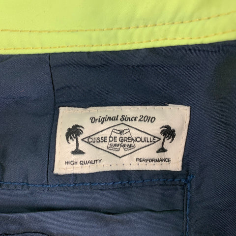 CUISSE DE GRENOUILLE Short de Bain en Polyester Bicolore Marine &amp; Fluo Taille M