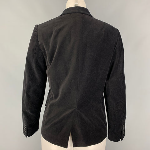 DRIES VAN NOTEN Size 6 Black Silver Beaded Sequin Cotton Jacket Blazer