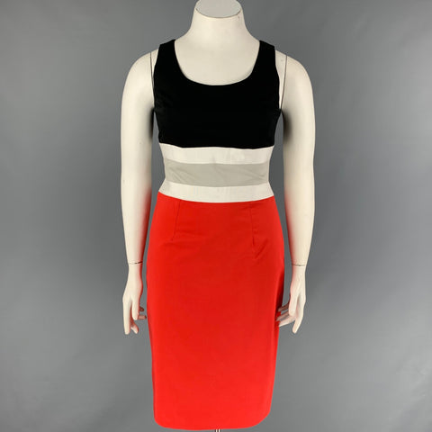 CAROLINA HERRERA Size 10 Red Black Cotton Color Block Sheath Dress – Sui Generis Designer Consignment