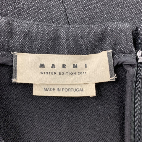 MARNI Size 6 Charcoal Stripe Wool Blend A-Line Skirt