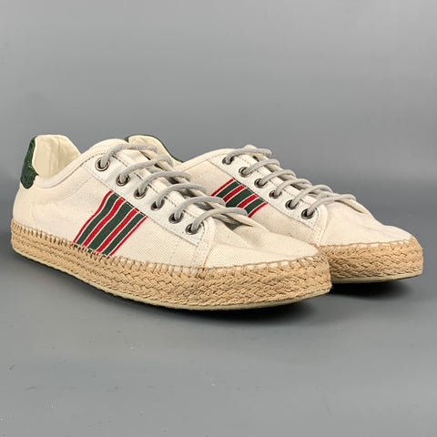 Vintage GUCCI Tamaño 8 Zapatillas de alpargata de lona de rayas multicolores
