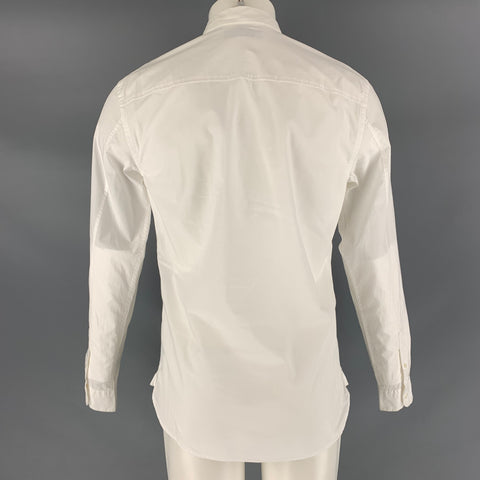 ALLSAINTS Size S White Solid Cotton Button Up Long Sleeve Shirt