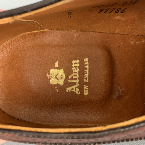 ALDEN Talla 10.5 Zapatos brogue con cordones y alas de cuero marrón