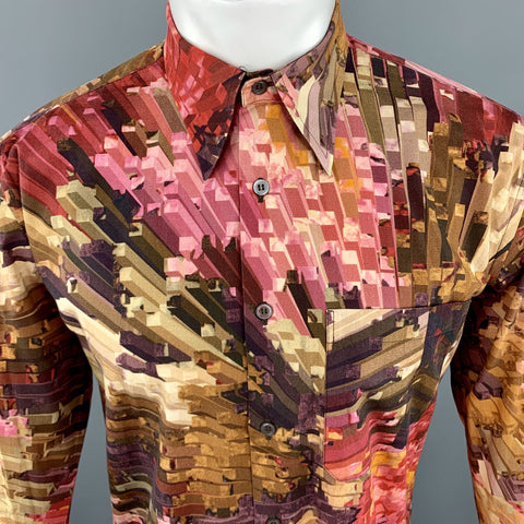 PAUL SMITH Taille M Imprimer Chemise à manches longues boutonnée en coton marron et rose