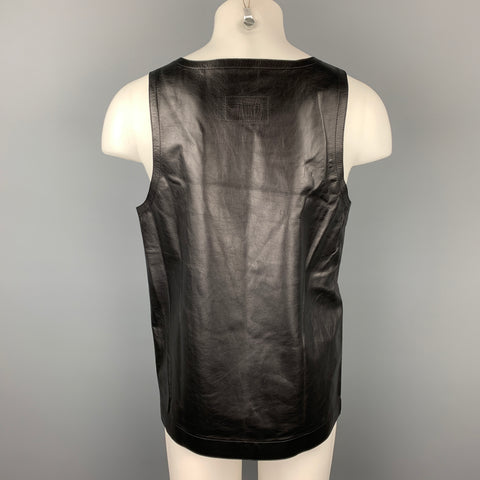 DRIES VAN NOTEN S/S 20 Size L Black Leather Side Zipper Tank Top