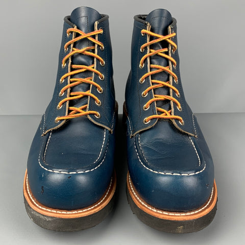 RED WING Size 9.5 Navy Leather Classic Moc Boots