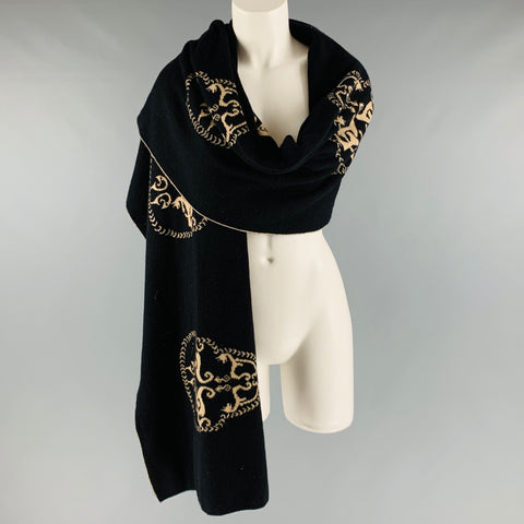 THOMAS WYLDE Black Beige Skull Knit Cashmere Scarves