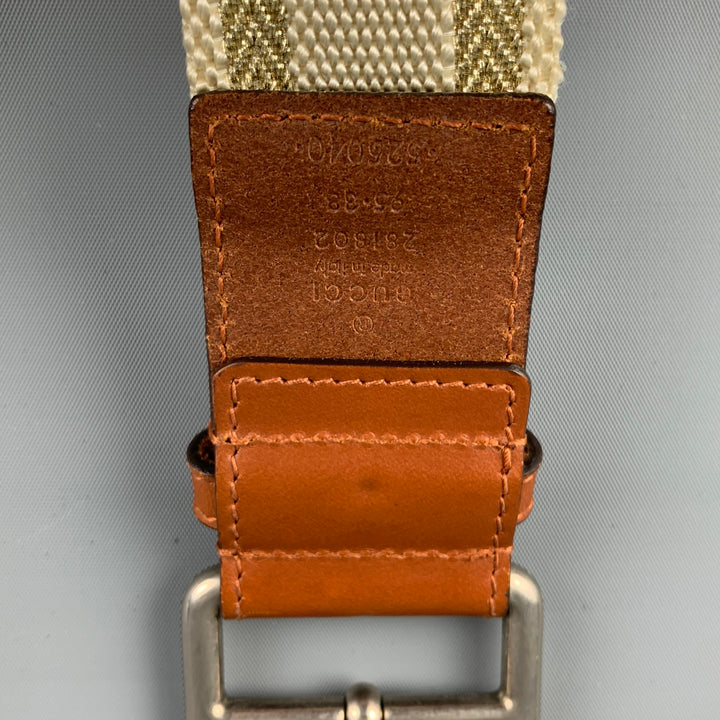 GUCCI Size 38 Gold Brown Ribbon Belt