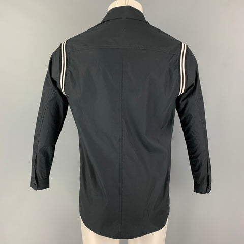 STAMPD Camisa de manga larga con botones de algodón blanco y negro talla XS