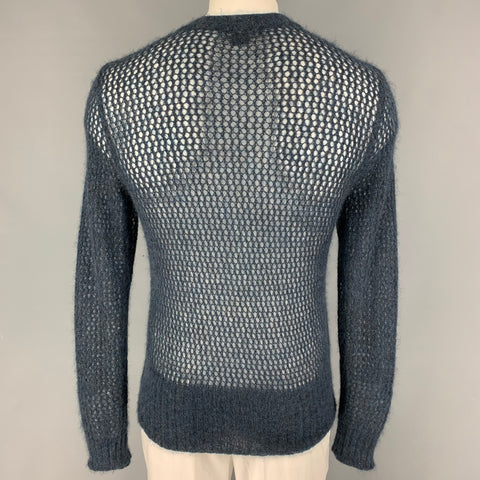 JOHN BARTLETT Size L Navy Textured Knit V-Neck Sweater