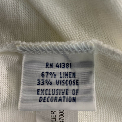 POLO par RALPH LAUREN Taille M Haut décontracté en lin blanc et viscose uni à manches courtes