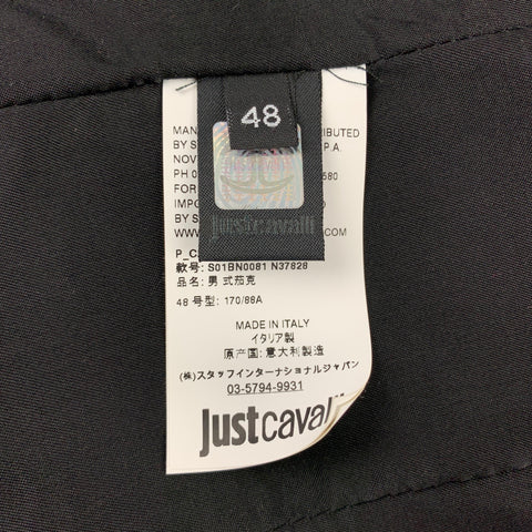 JUST CAVALLI Size 38 Black & White Houndstooth Cotton Blend Notch Lapel Sport Coat
