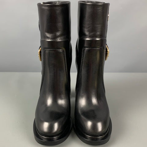 LOUIS VUITTON Size 7 Black Leather Boots