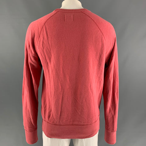 CHAMPION Size L Coral Solid Cotton Crew-Neck Sweatshirt