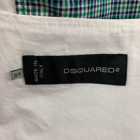 DSQUARED2 Size 44 Green Navy White Plaid Cotton Buttoned Vest