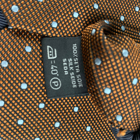ERMENEGILDO ZEGNA Brown White Polka Dot Silk Tie