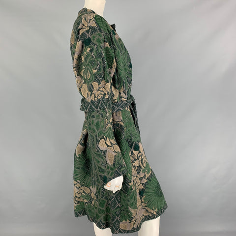 DRIES VAN NOTEN Taille S Manteau ouvert texturé en laine mélangée vert beige