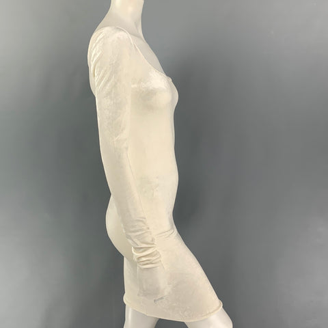 RICK OWENS Size 2 Cream Viscose Nylon Long Sleeve Mini Dress
