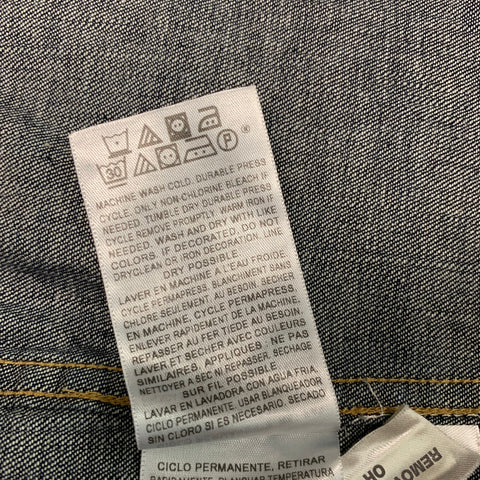 LEVI STRAUSS Talla M Camisa occidental de manga larga de algodón con puntadas en contraste azul marino
