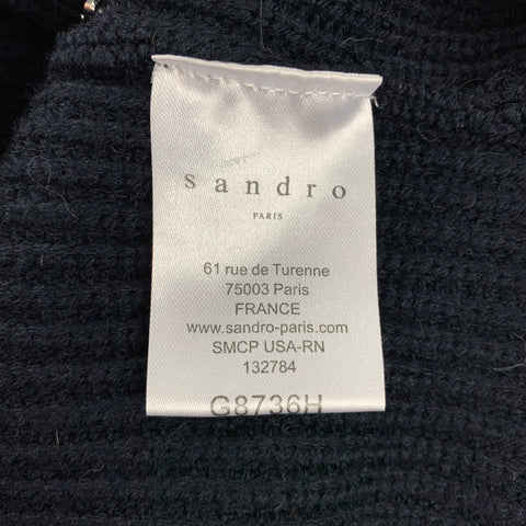 SANDRO Size S Navy Wool / Acrylic Shawl Collar Cardigan