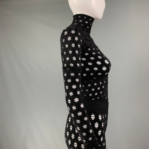 MAISIE WILEN Size XS Black Nylon & Spandex Cut Out Turtleneck Pants Set