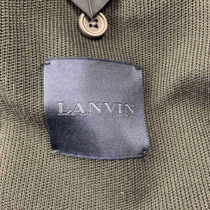 LANVIN Size 38 Charcoal Woven Cotton Notch Lapel Sport Coat