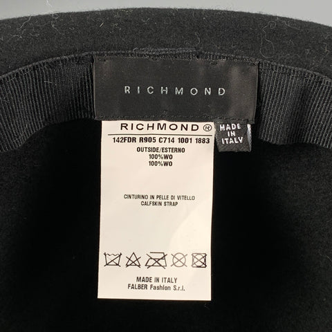 JOHN RICHMOND Black Wool Felt Razor Blade Hat