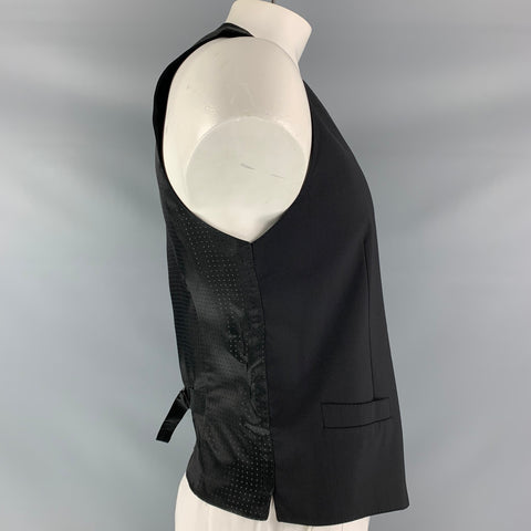 DOLCE &amp; GABBANA Talla 42 Chaleco negro con botones de lana lisa