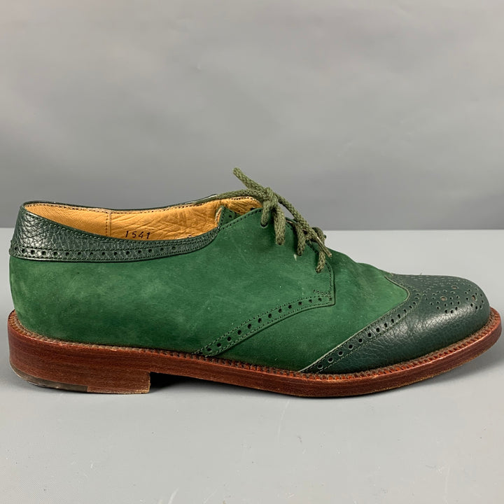 LOBB'S Zapatos con cordones y punta de ala de gamuza perforada verde talla 8
