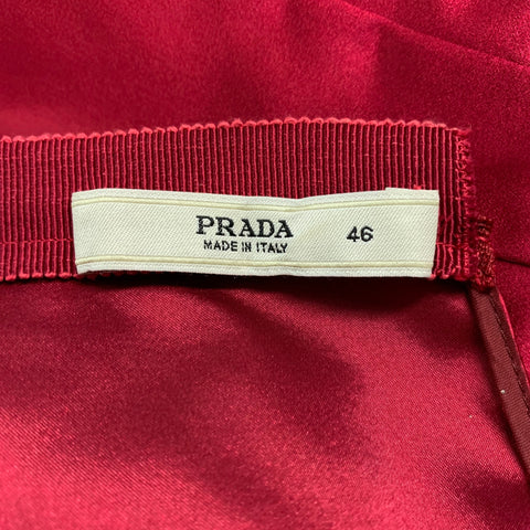 PRADA Talla 10 Top de vestido sin mangas plisado de seda roja