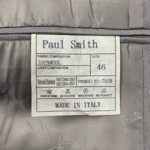 PS by PAUL SMITH The Westbourne Size 36 Silver Wool Peak Lapel Suit