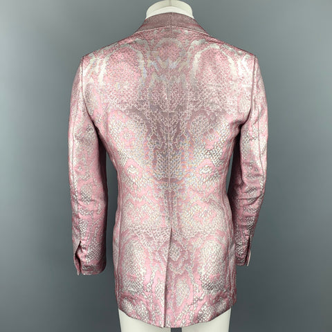 TOM FORD "Atticus" Size 38 Pink & Silver Snake Jacquard Viscose Blend Sport Coat