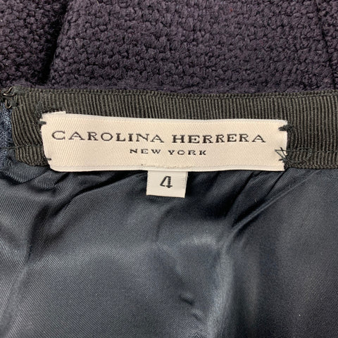 CAROLINA HERRERA Size 4 Black Boucle Below Knee Pencil Skirt
