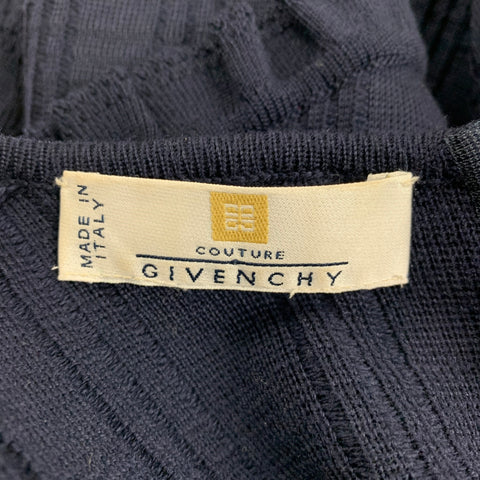 GIVENCHY Size M Navy Windowpane Long Sleeve Dress
