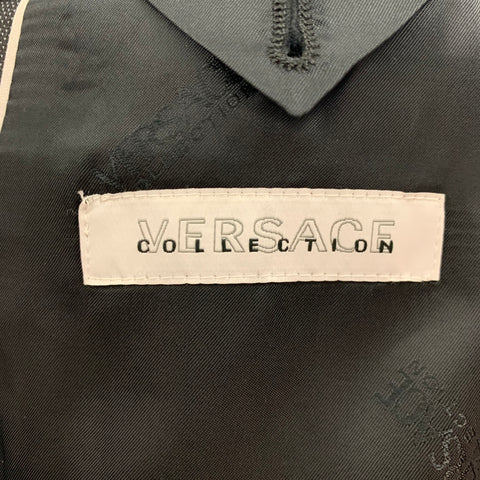 VERSACE COLLECTION Size 40 Charcoal Black Woven Wool Sport Coat