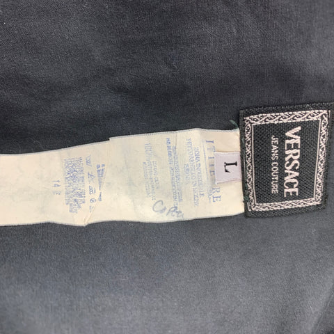 Vintage VERSACE JEANS COUTURE Size L Black Contrast Stitch Cotton Long Sleeve Shirt