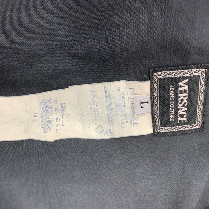 vintage VERSACE JEANS COUTURE Taille L Chemise à manches longues en coton point contrasté noir