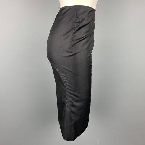 ALEXANDER MCQUEEN Size 6 Black Wool Blend Pencil Skirt