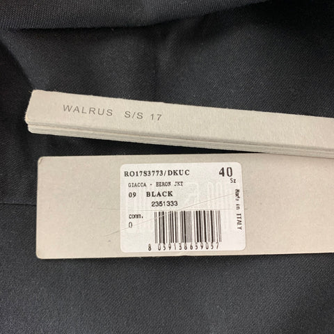 RICK OWENS WALRUS S/S 17 Taille 6 Noir Tissus Mélangés Soie Giacca Heron Veste