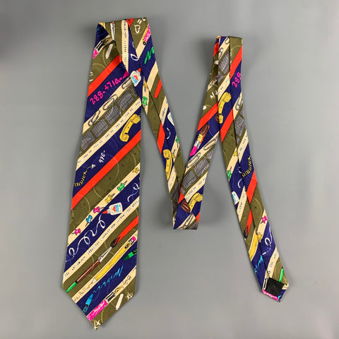 NICOLE MILLER Multi-Color Abstract Silk Tie