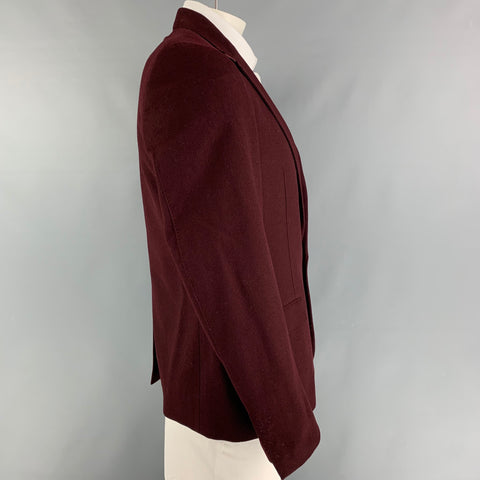 CoSTUME NATIONAL Size 42 Burgundy Wool Notch Lapel Sport Coat