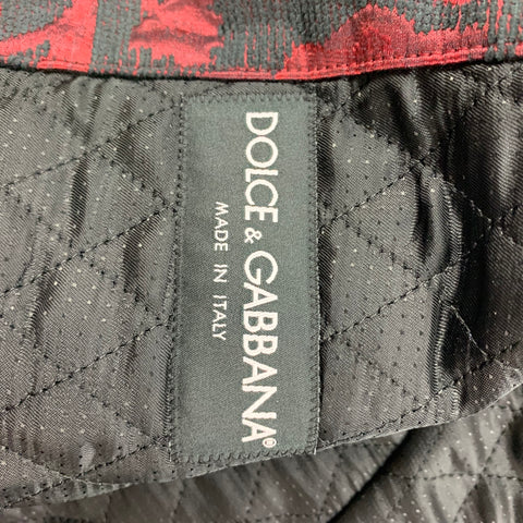DOLCE & GABBANA SS 2015 Size 36 Red Brocade Viscose Blend Cropped Vest & Jacket