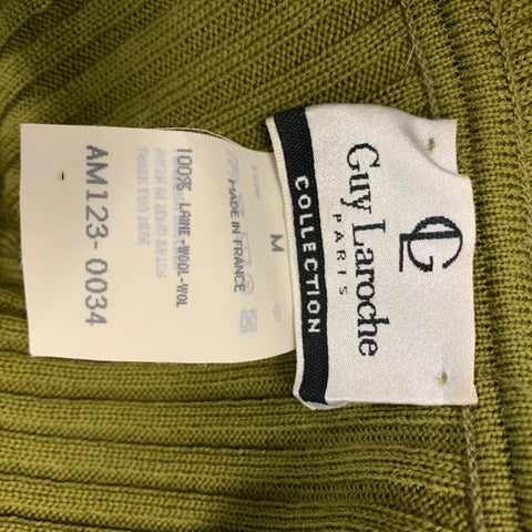 GUY LAROCHE Size M Green Wool Ribbed Long Sleeve Pullover