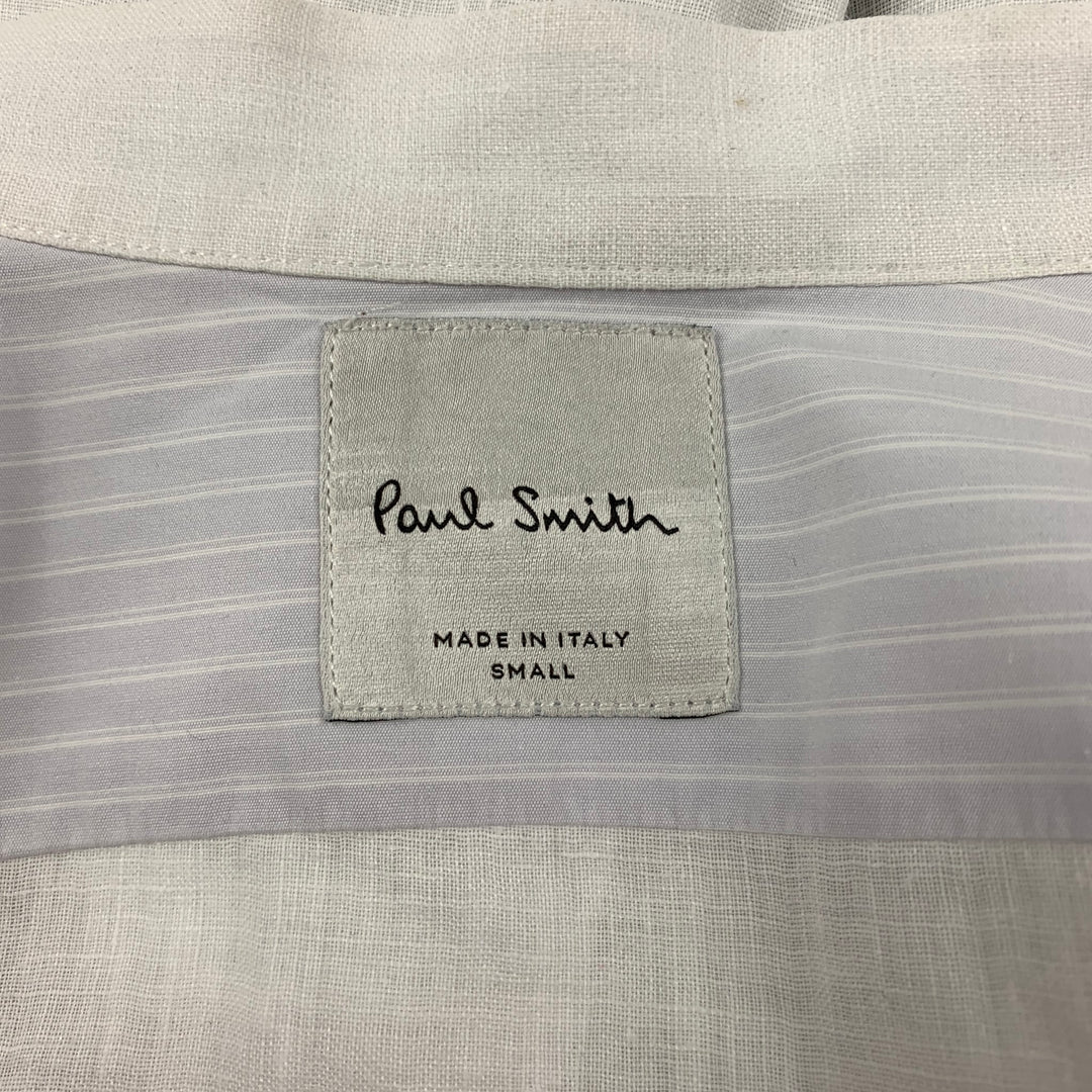 PAUL SMITH Size S White Applique Cotton Nehru Collar Long Sleeve Shirt