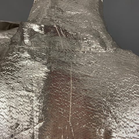 IRO Size 2 Silver Silk Blend Metallic One Shoulder Dress Top