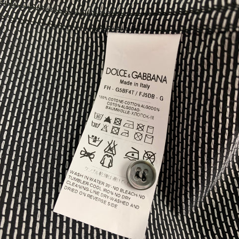DOLCE & GABBANA Siclia Size M Black White Dots Cotton Short Sleeve Shirt