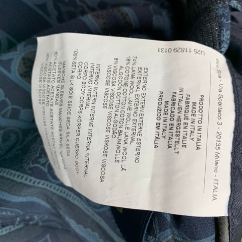 ETRO Taille 48 Manteau de sport à revers cranté en laine mélangée imprimé bleu marine et gris