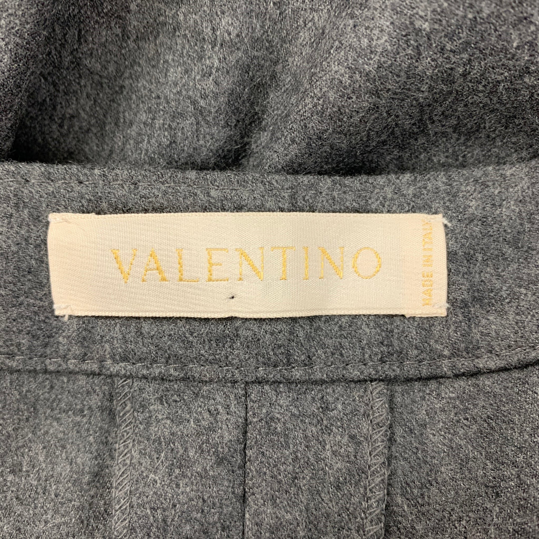 VALENTINO Taille 6 Pantalon habillé en laine et cachemire gris chiné à jambe large