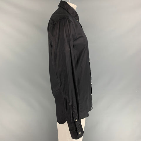 OVADIA & SONS Size XL Black Solid Cotton Button Down Long Sleeve Shirt